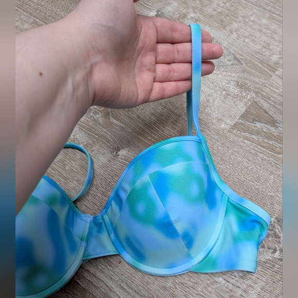 NEW 93 Play Street Sadie Blue Tropical Wave Bikini Top Size XL - Picture 4 of 9